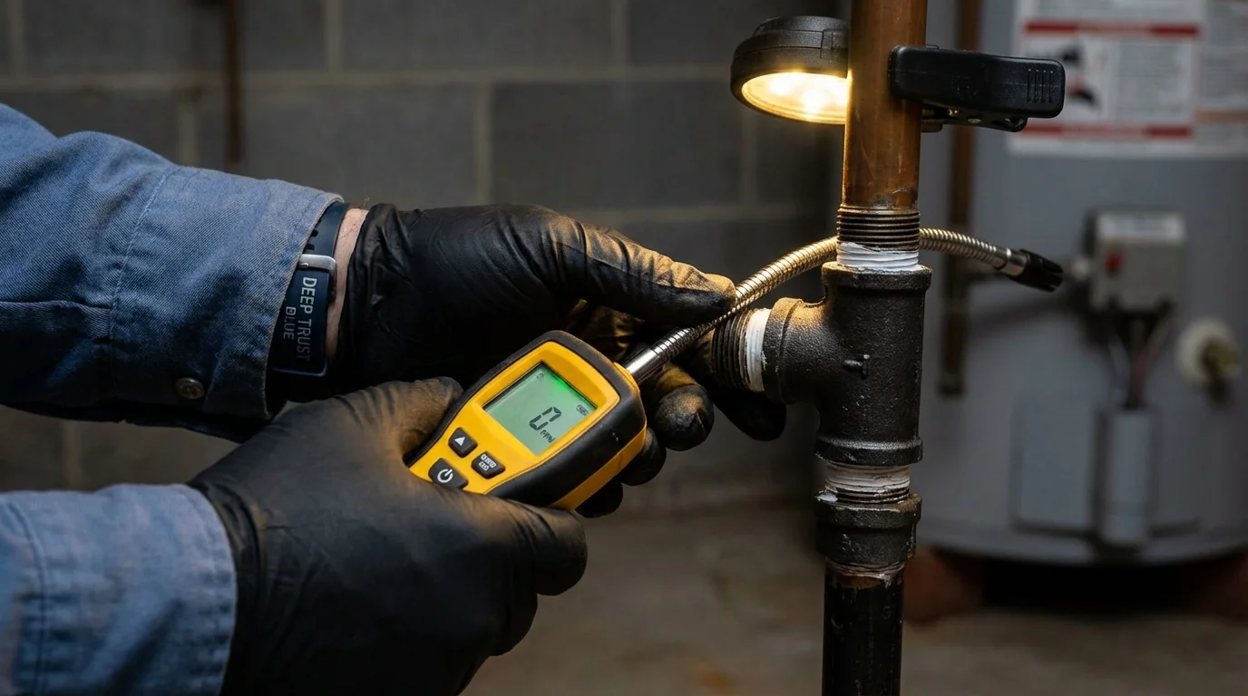 Gas leak detection with electronic sniffer by Johns Plumbing LLC in Mangum